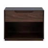 Alexia - Glass and Walnut Wood Nightstand by Mobican