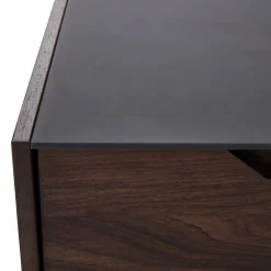 Alexia - Glass and Walnut Wood Nightstand by Mobican