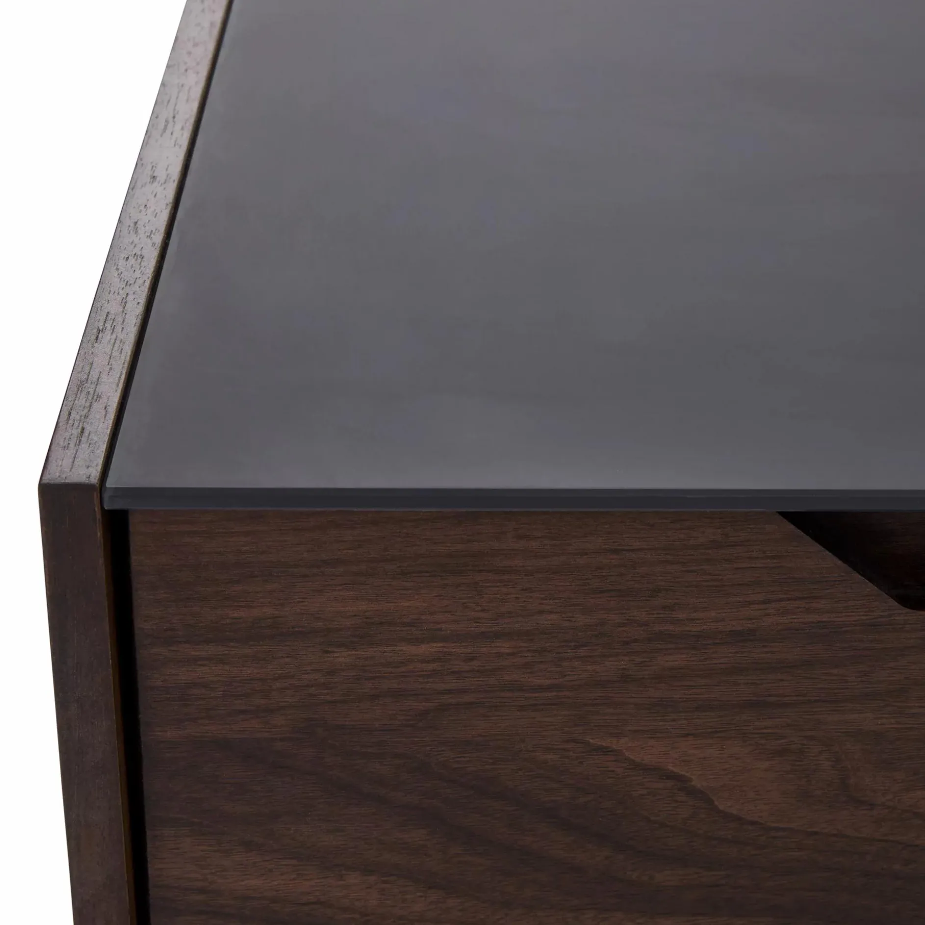 Alexia - Glass and Walnut Wood Nightstand by Mobican