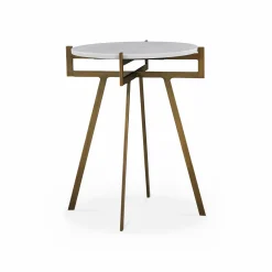 Anak - Marble and Antique Brass Side Table