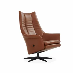 Basic 8026 - Leather Swivel Armchair with Reclining Backrest by Gealux