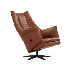 Basic 8026 - Leather Swivel Armchair with Reclining Backrest by Gealux