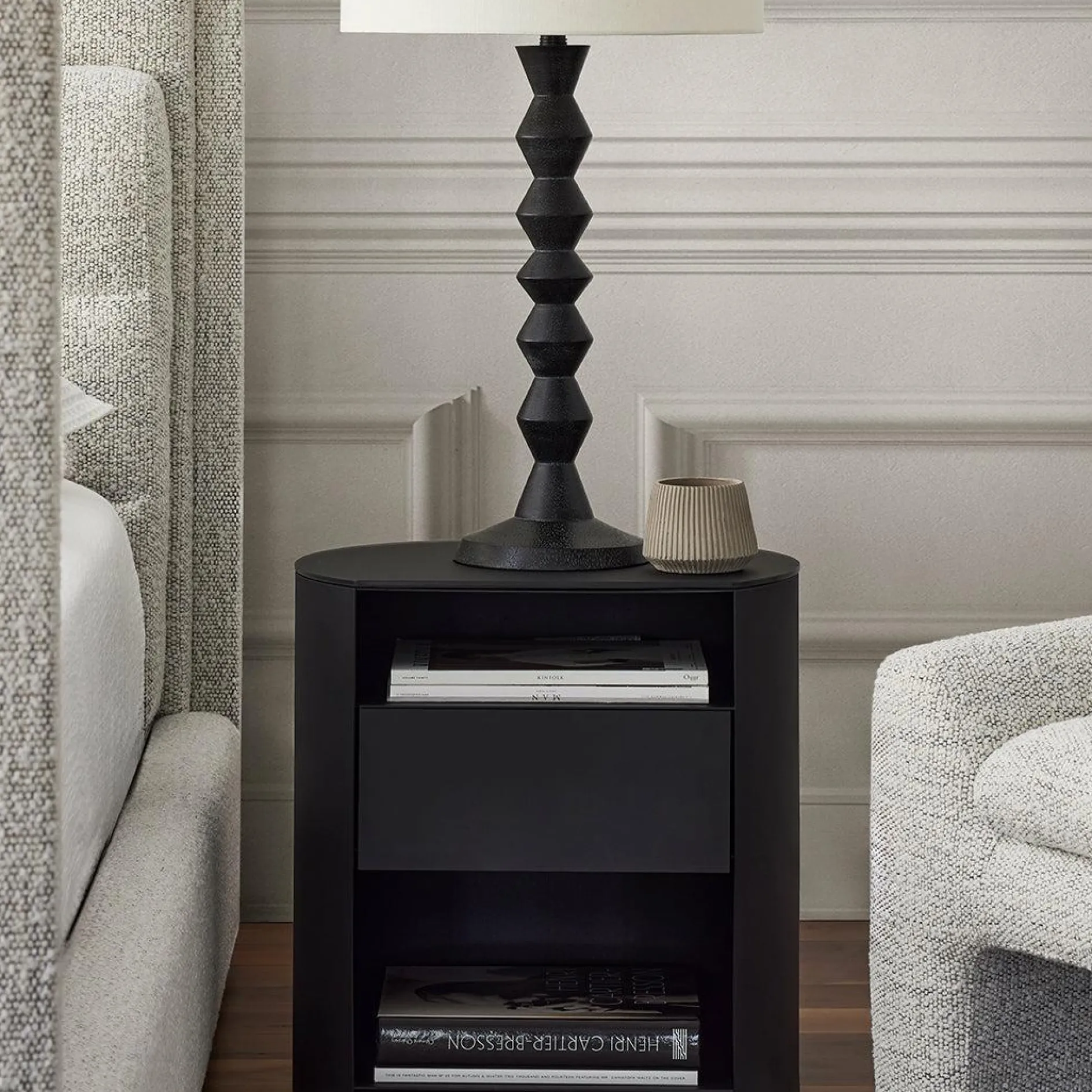 Bean - Nightstand with Glass Top