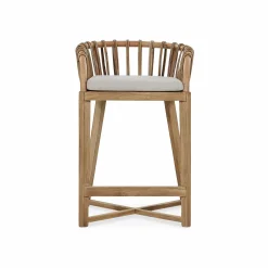 Binah - Teak Wood And Rattan Counter Stool