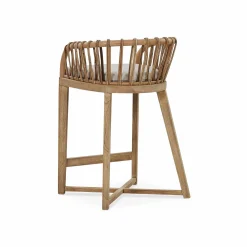 Binah - Teak Wood And Rattan Counter Stool