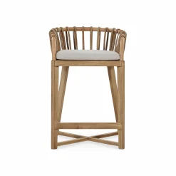Binah - Teak Wood And Rattan Counter Stool
