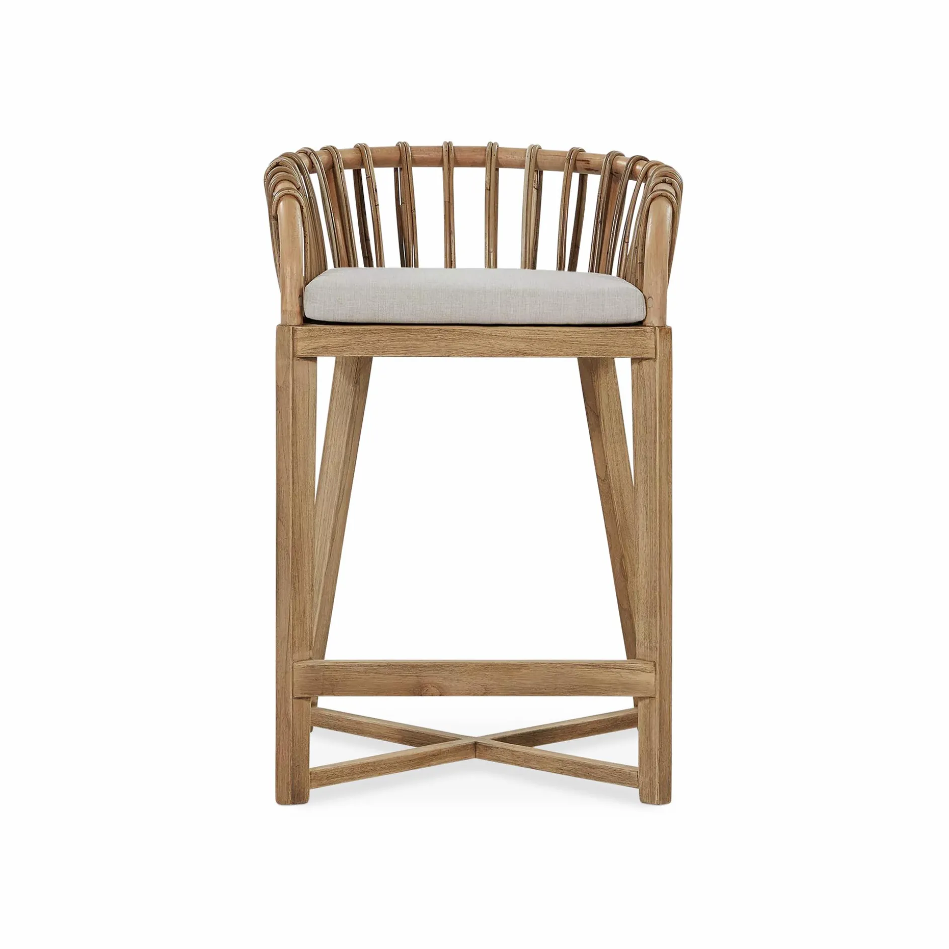 Binah - Teak Wood And Rattan Counter Stool
