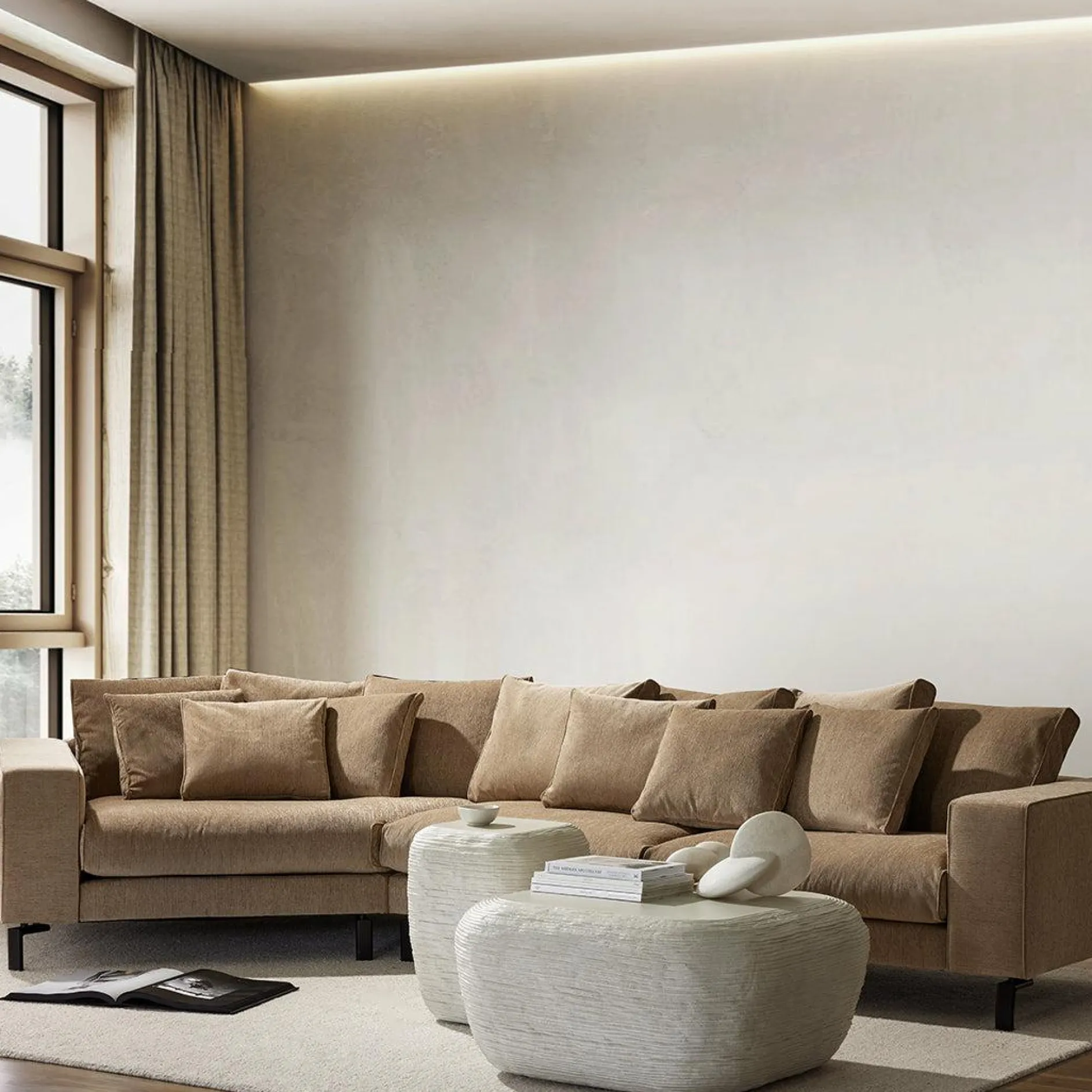 Blues Night - Fabric-Upholstered Sectional Sofa by Furninova