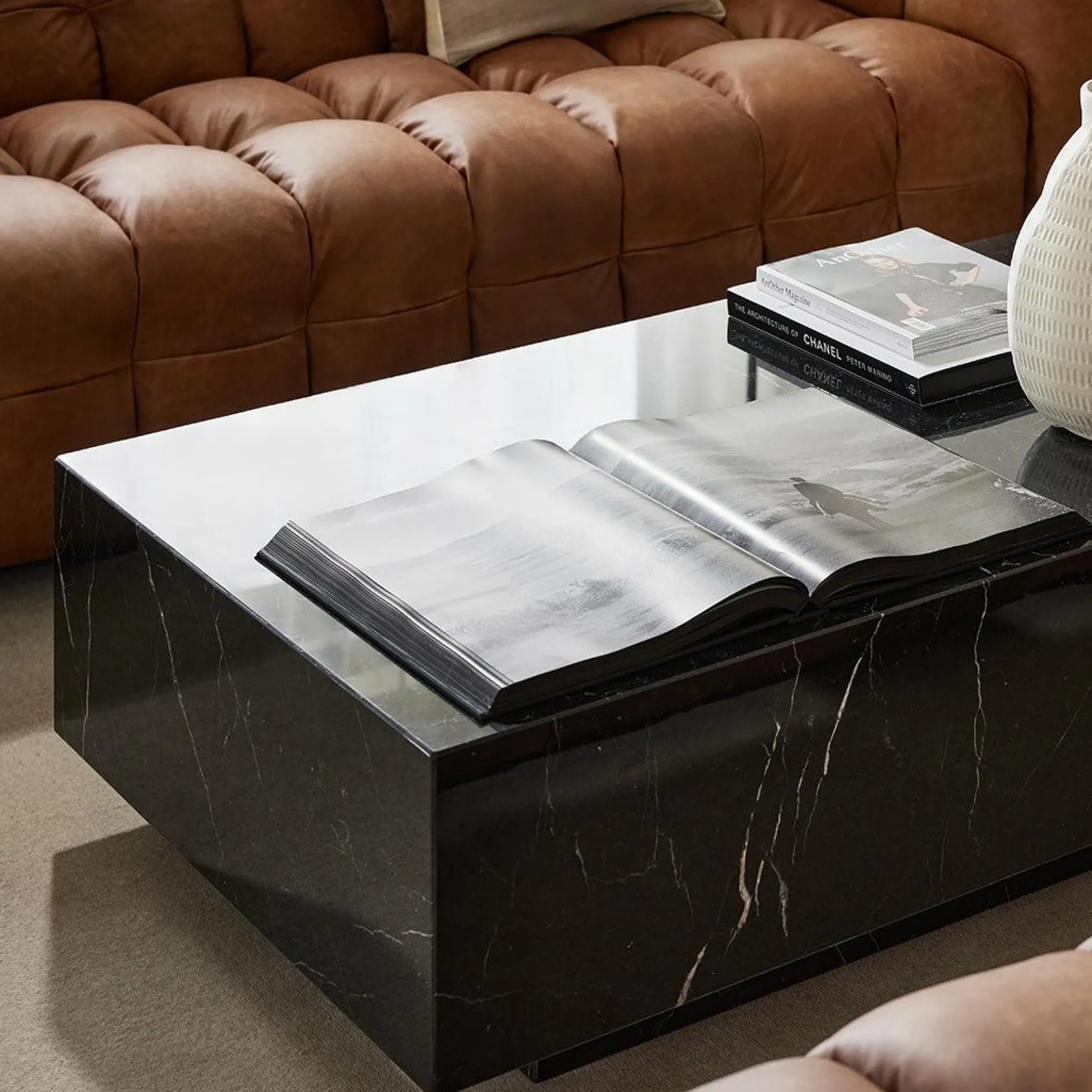 Box - Black Marble Coffee Table