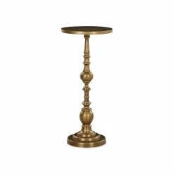 Calhoun - Antique Brass Pedestal Table by Four Hands