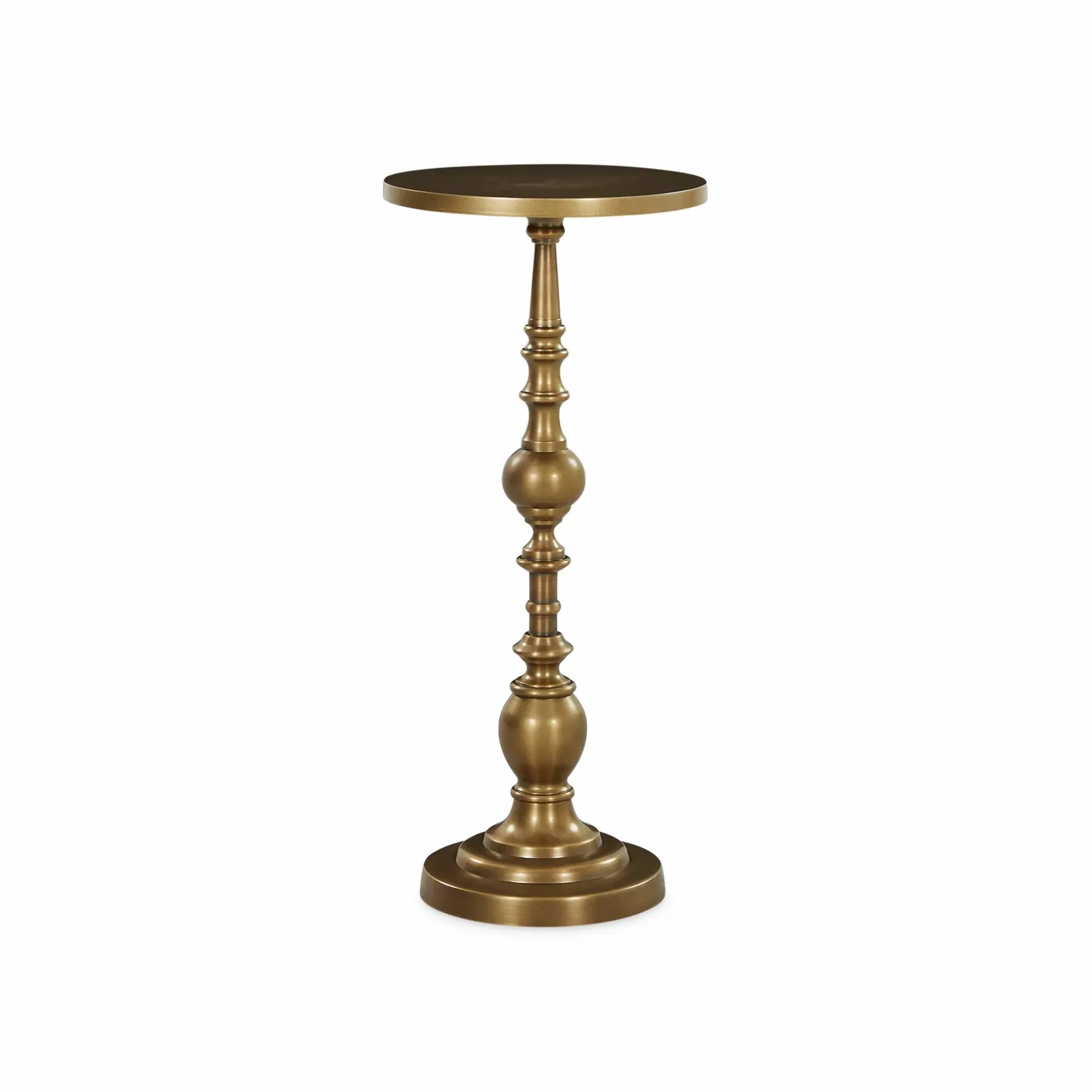 Calhoun - Antique Brass Pedestal Table by Four Hands