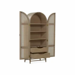 Cantino - Oak and Natural Rattan Bookcase