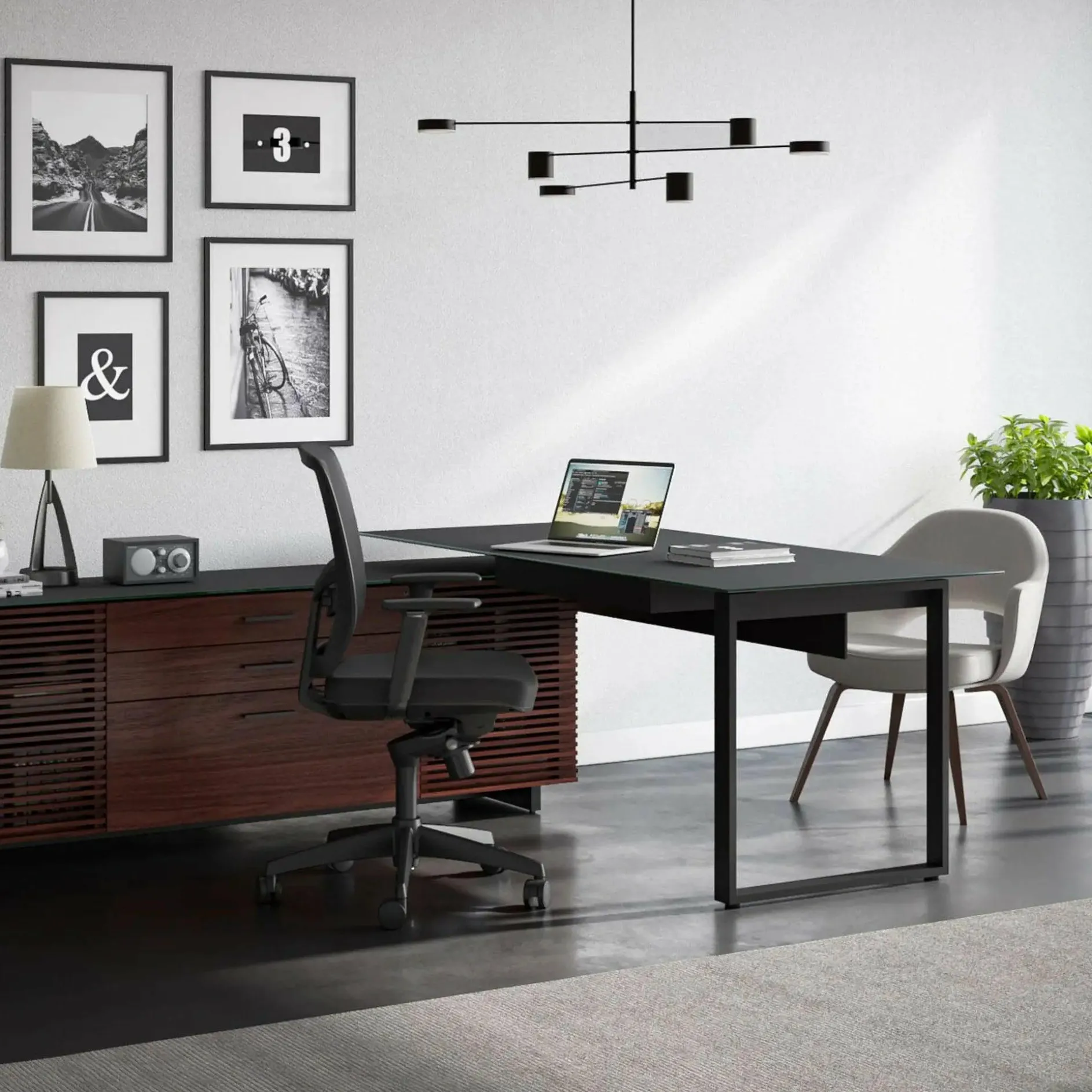 Corridor Office 6531 - Modular Wood and Tempered Glass Desk by BDI
