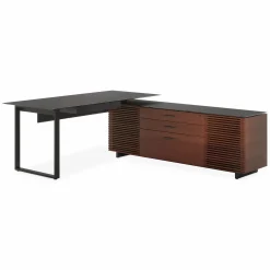 Corridor Office 6531 - Modular Wood and Tempered Glass Desk by BDI