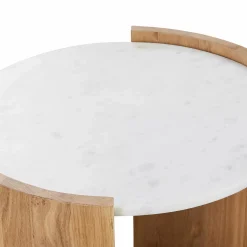 Dala - Marble and Solid Oak Side Table