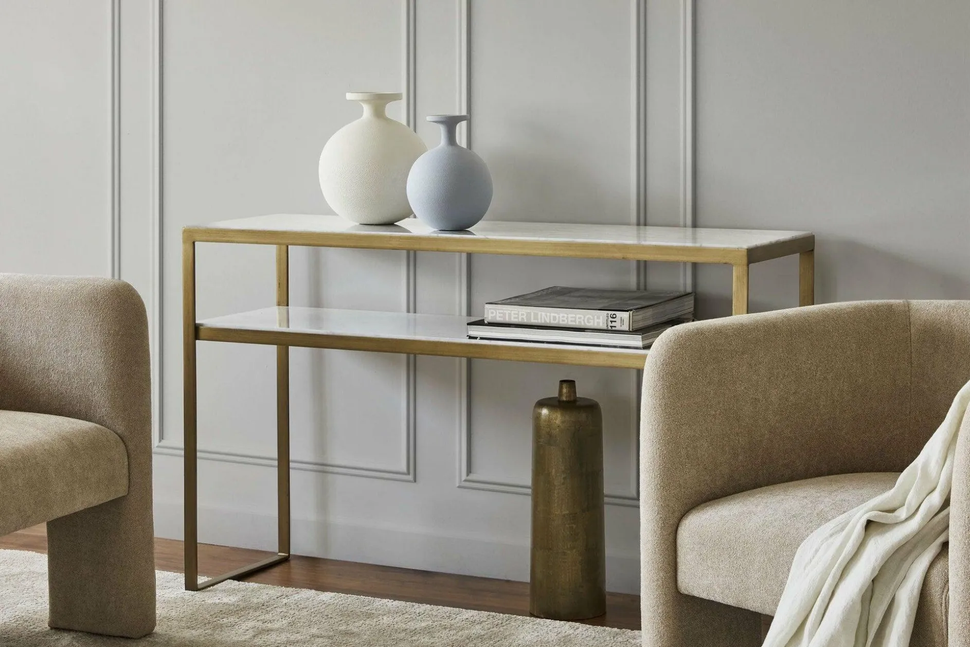 Evert - Marble and Antique Brass Console