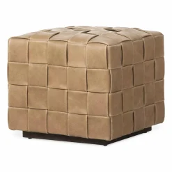 Flores - Leather Ottoman by Four Hands