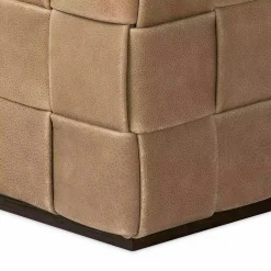 Flores - Leather Ottoman by Four Hands