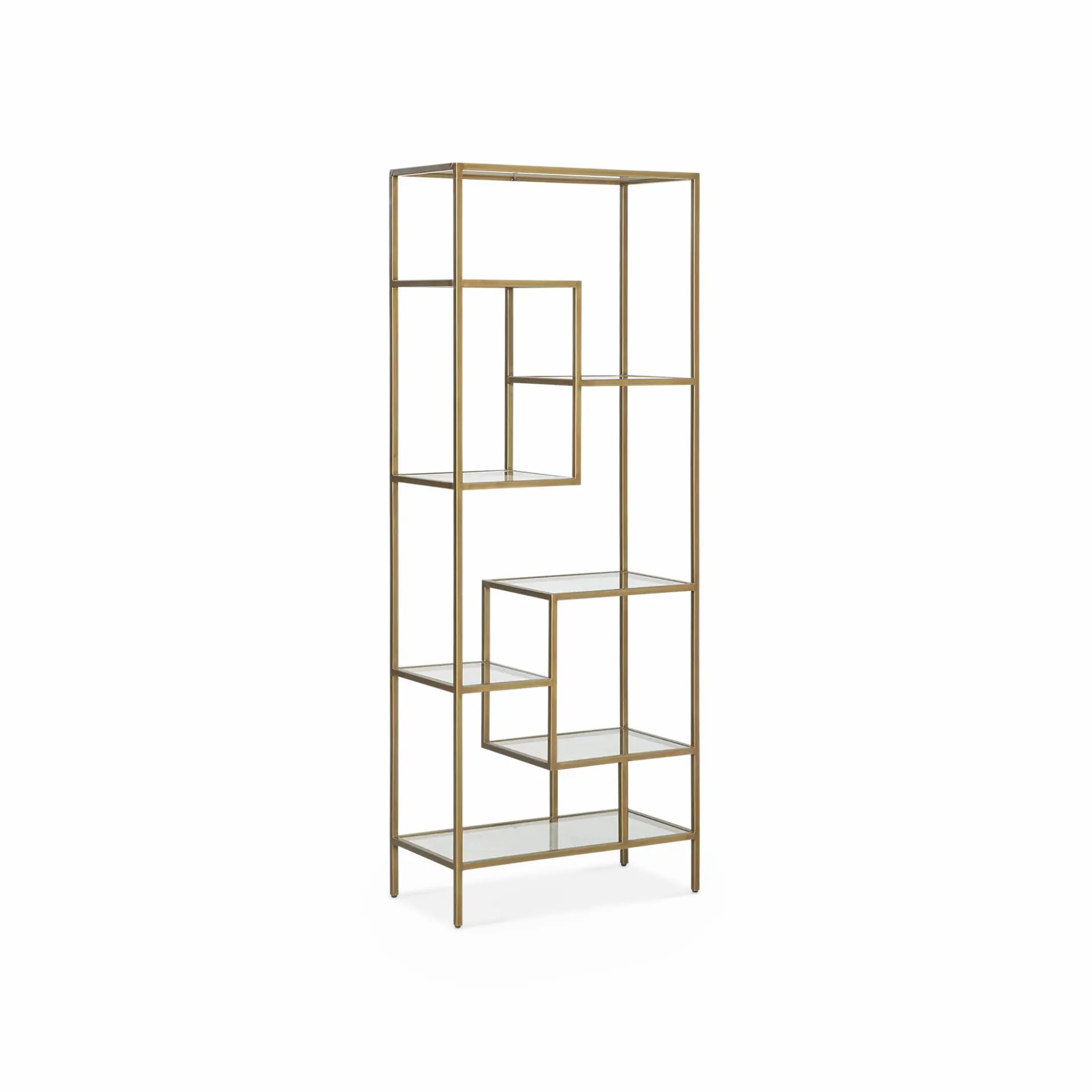 Helena - Antique Bras and Glass Bookshelf