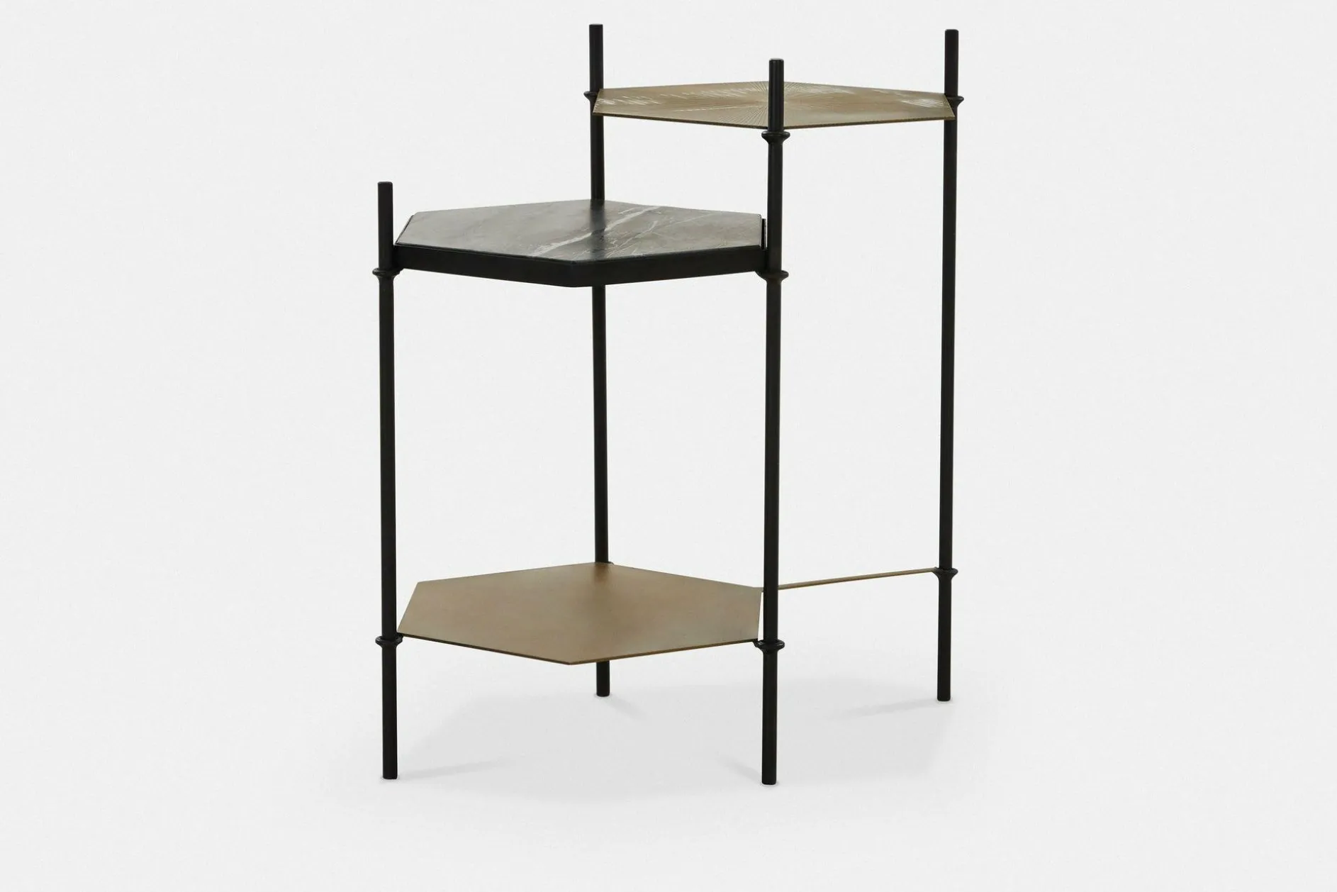 Hexall - Marble and Antique Brass Side Table