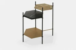 Hexall - Marble and Antique Brass Side Table