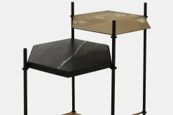 Hexall - Marble and Antique Brass Side Table