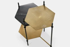 Hexall - Marble and Antique Brass Side Table