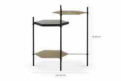 Hexall - Marble and Antique Brass Side Table