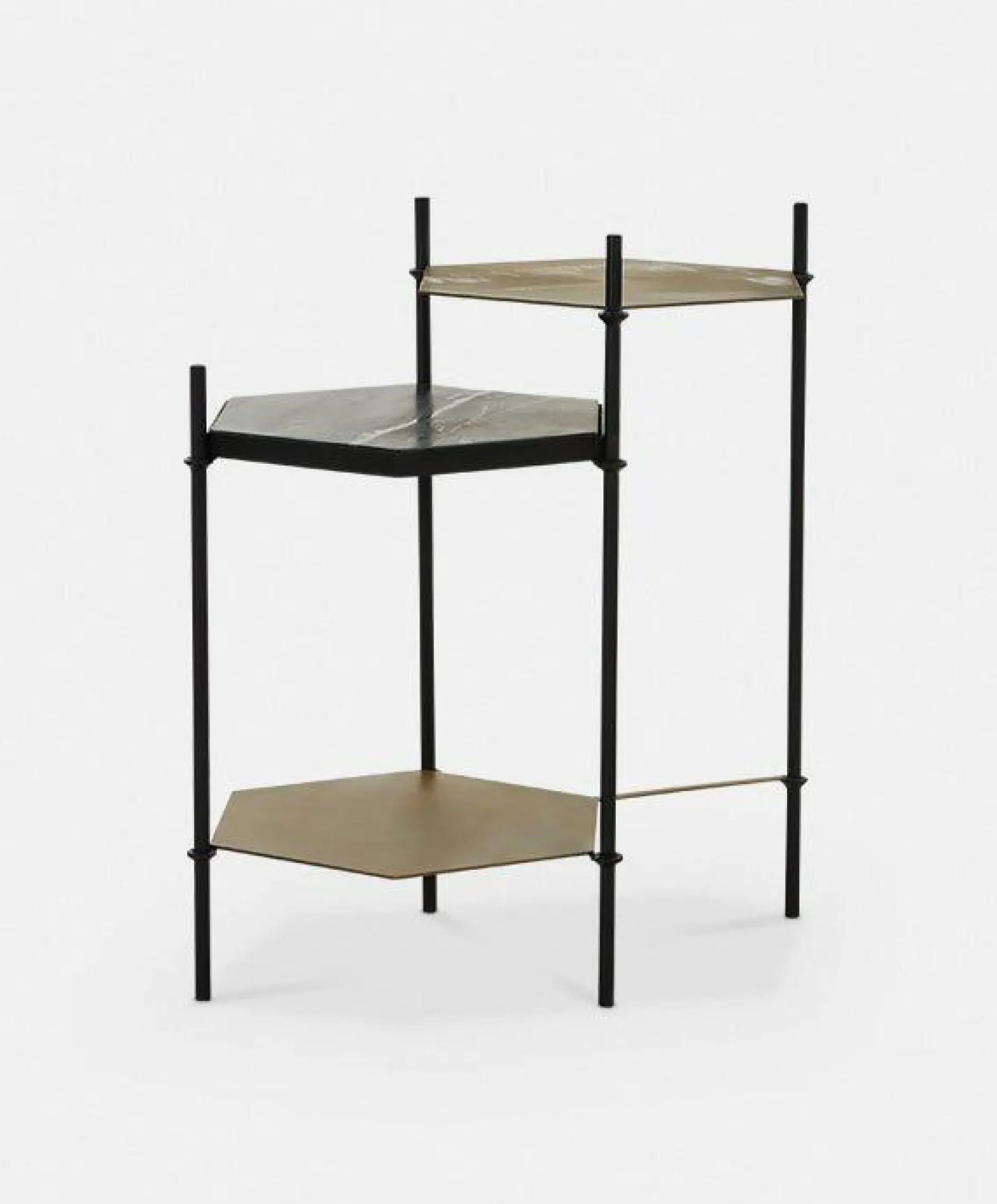 Hexall - Marble and Antique Brass Side Table