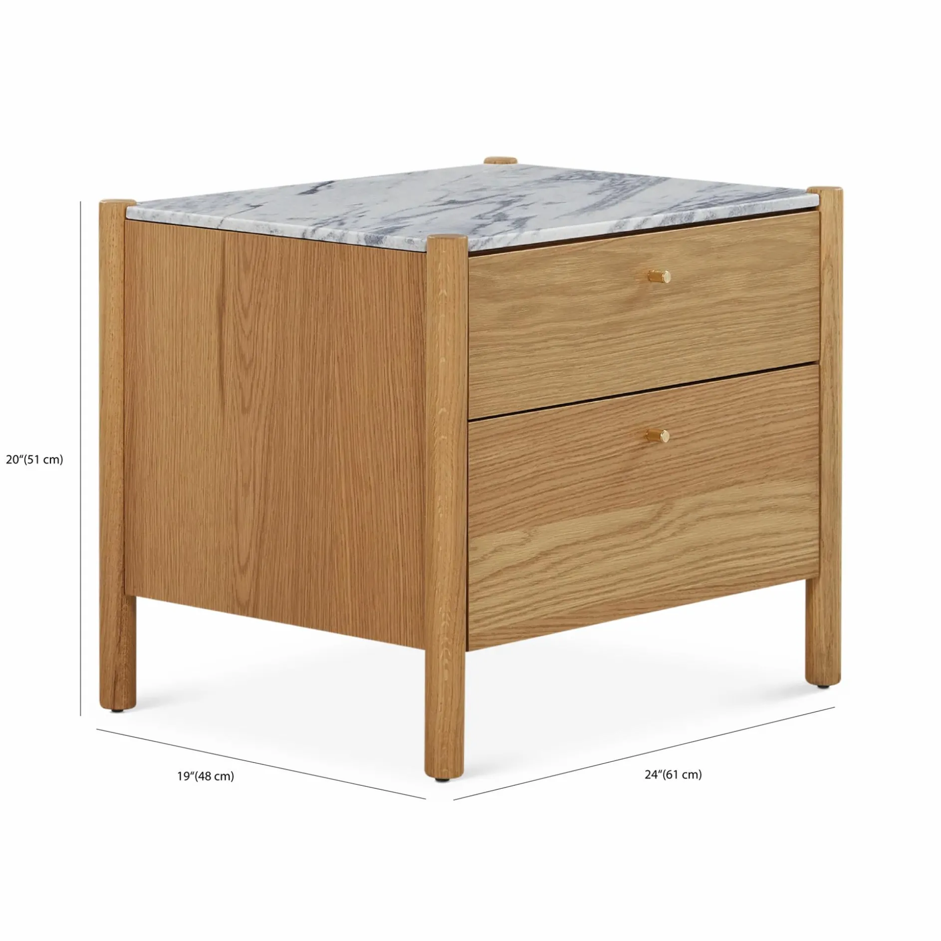 Jules - Oak Nightstand with Marble Top