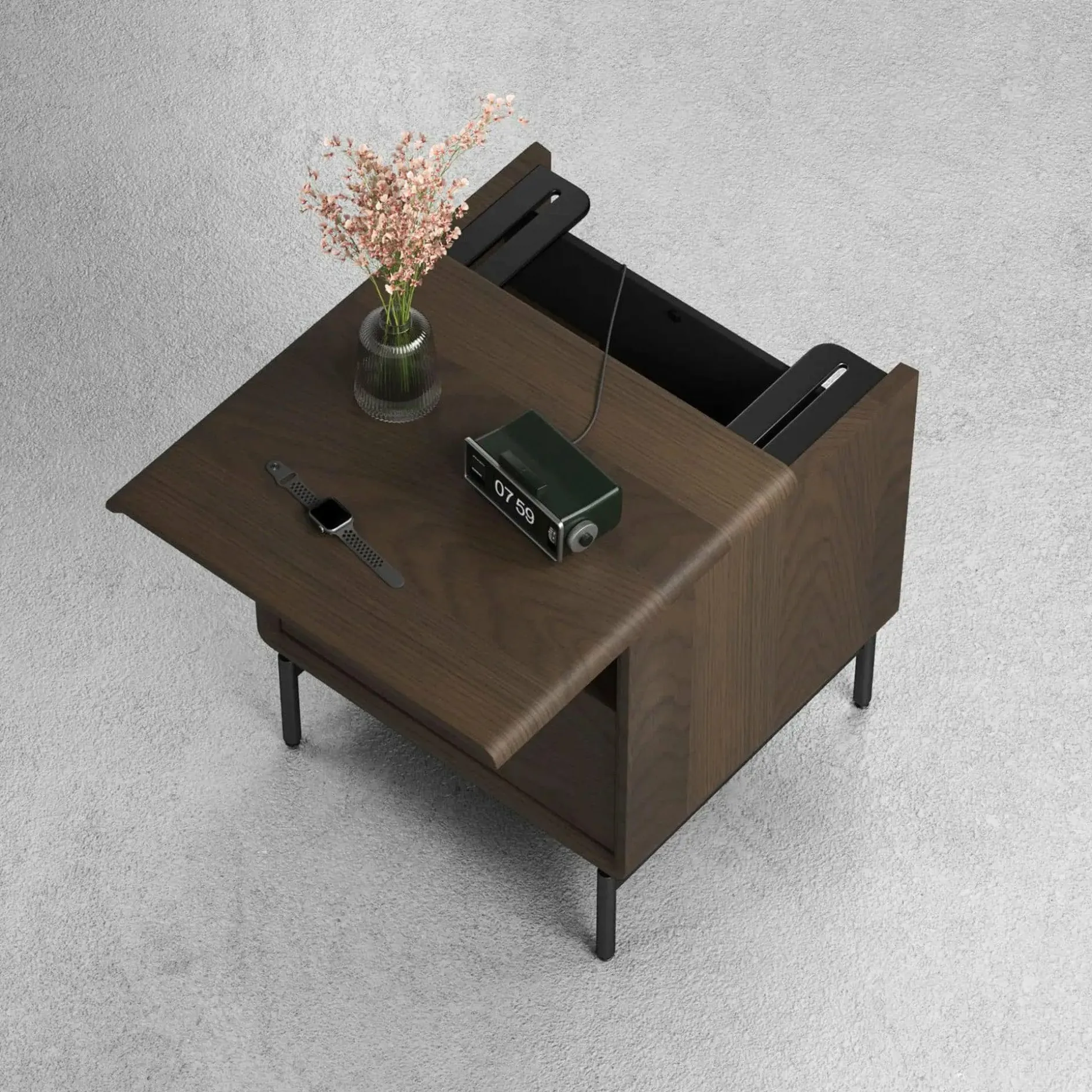 Linq - Walnut Wood Nightstand by BDI