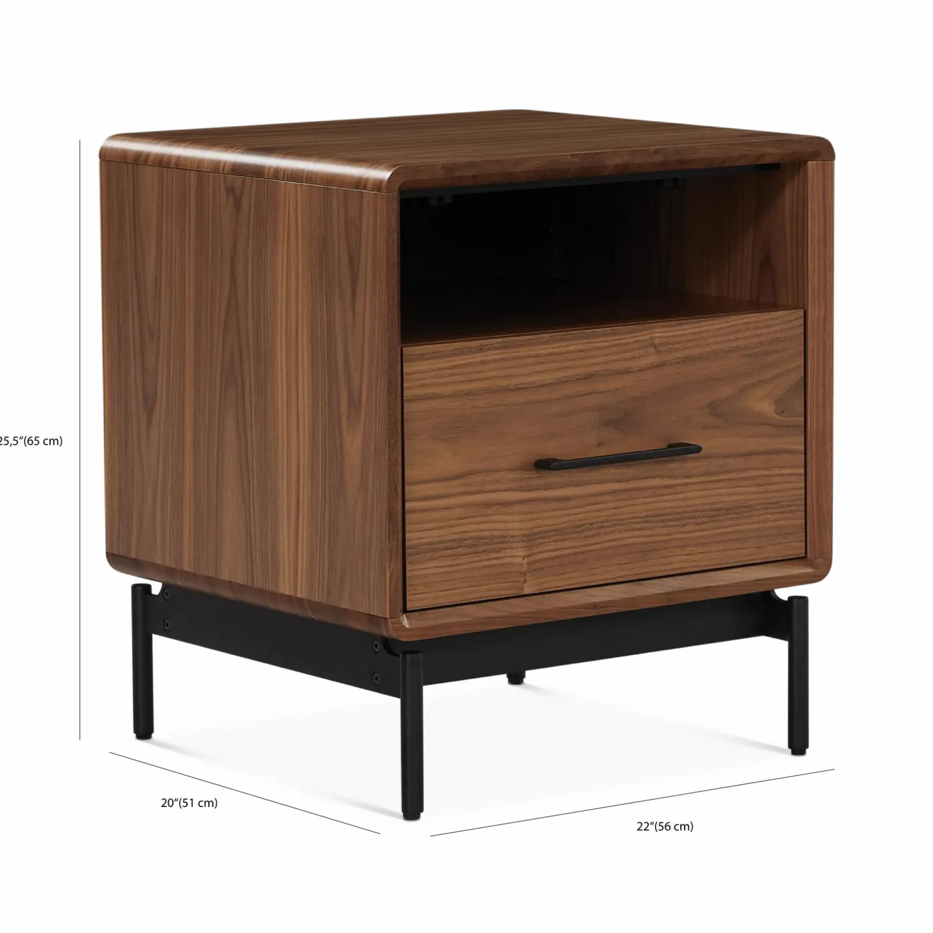 Linq - Walnut Wood Nightstand by BDI