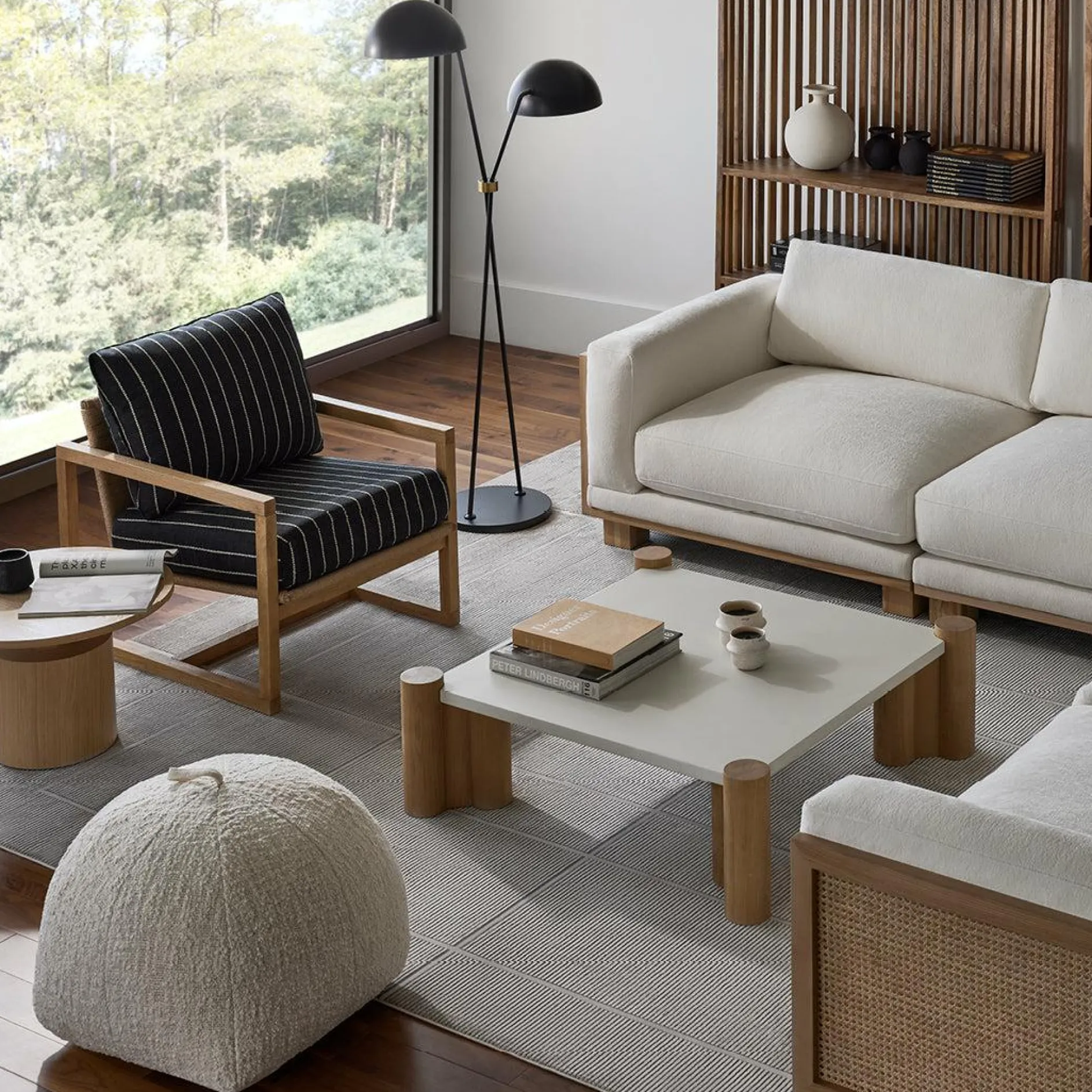 Lumpur - Sectional Sofa with Wood and Rattan Frame
