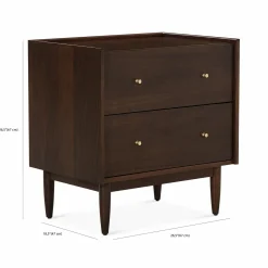 Marvin - Natural Wood Nightstand with 2 Drawers