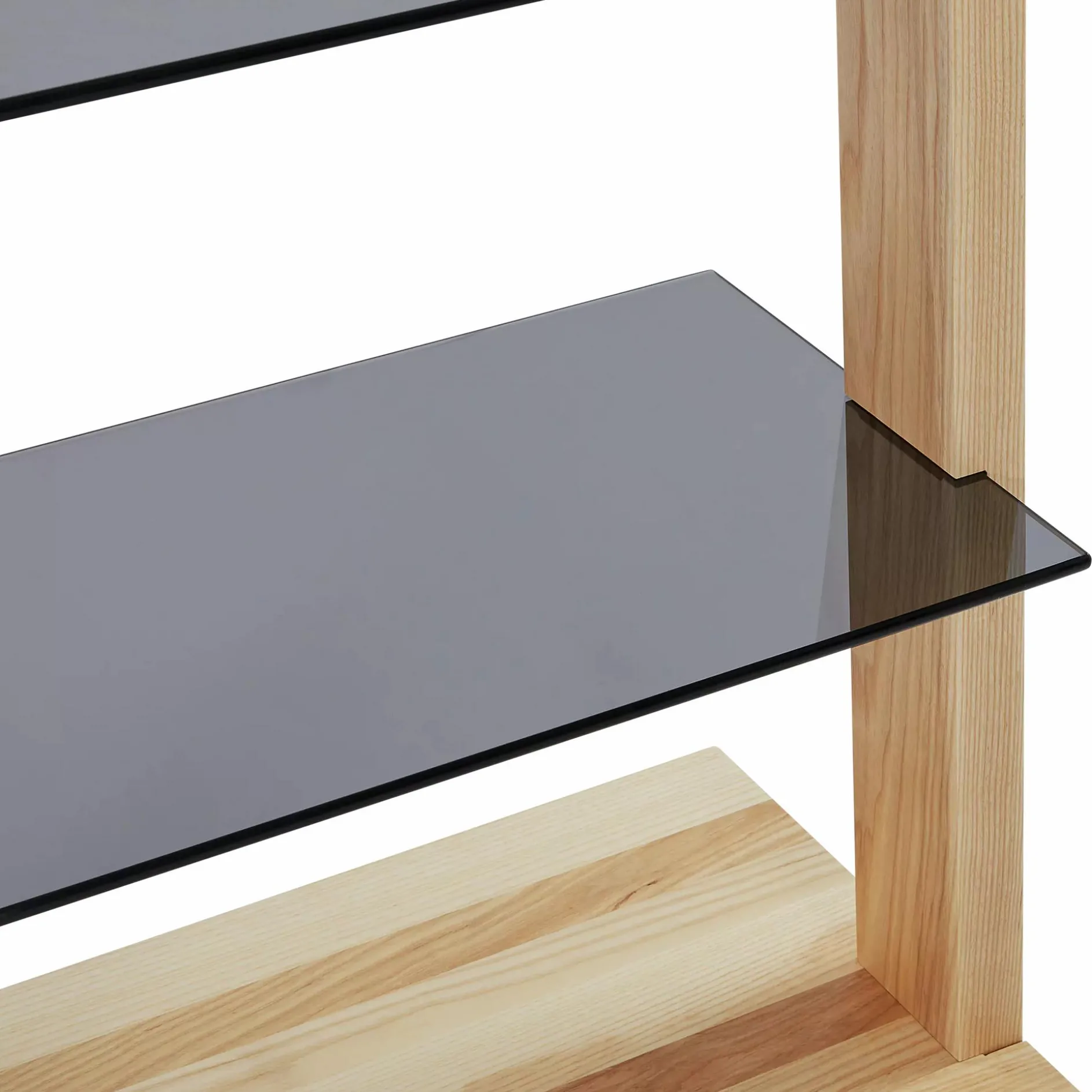 Miami - Solid Wood and Glass Leaning Shelving Unit by Verbois