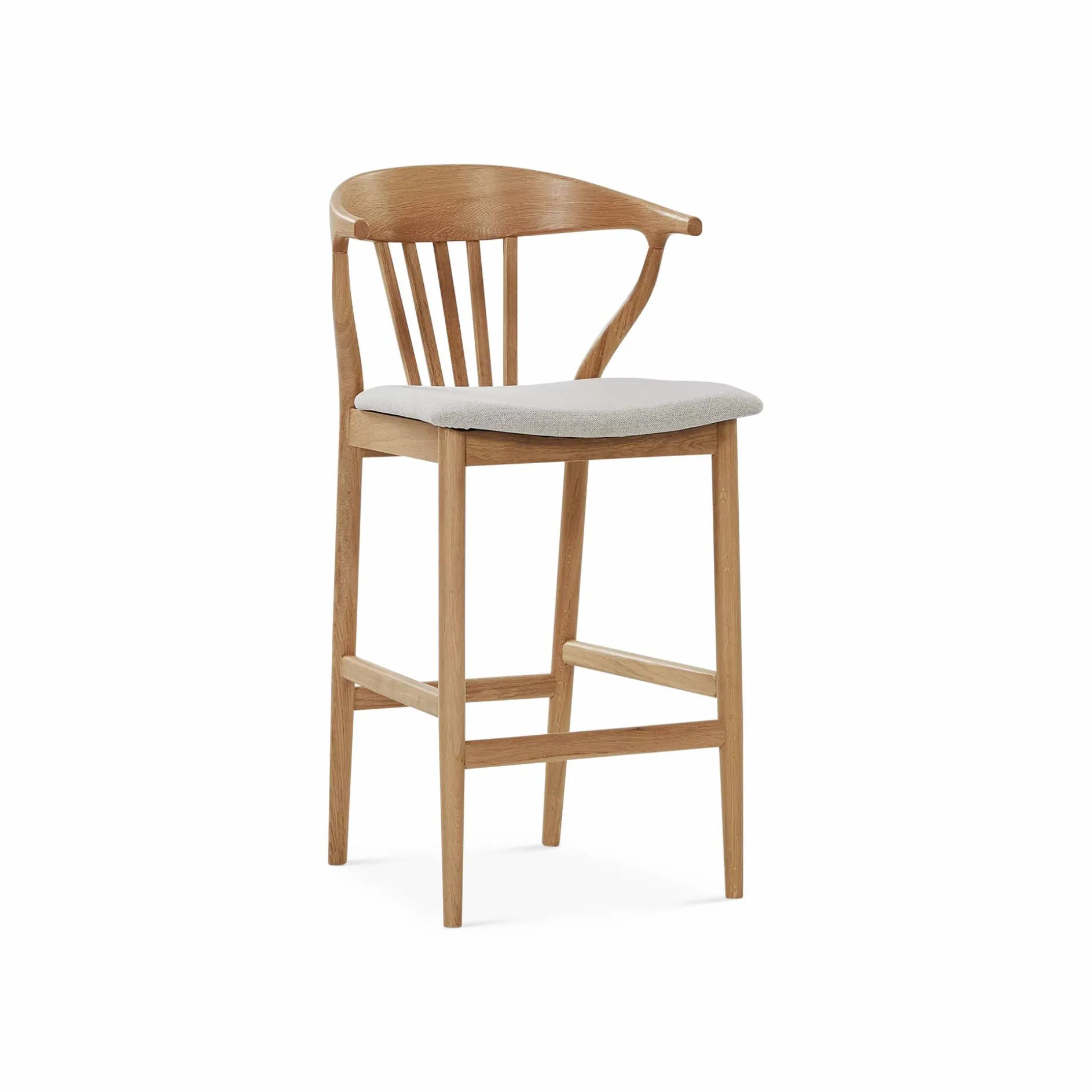 Nordic - Oak and Natural Fabric Stool