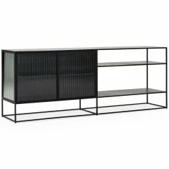 Parsons - Metal and Fluted Glass Sideboard