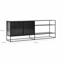 Parsons - Metal and Fluted Glass Sideboard