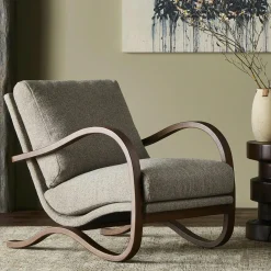 Paxon - Wood Veneer and Fabric Armchair by Four Hands | Maison Corbeil