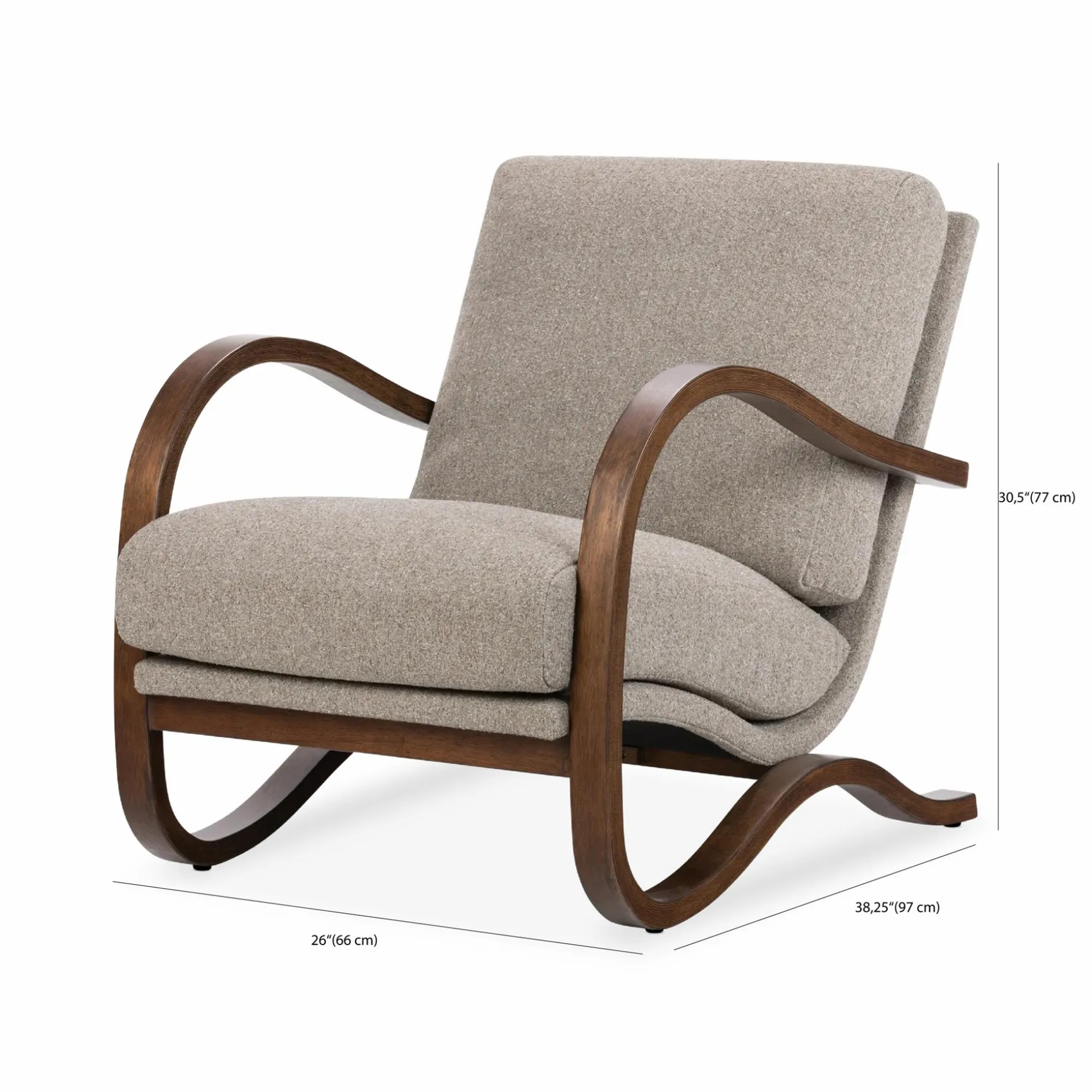 Paxon - Wood Veneer and Fabric Armchair by Four Hands | Maison Corbeil