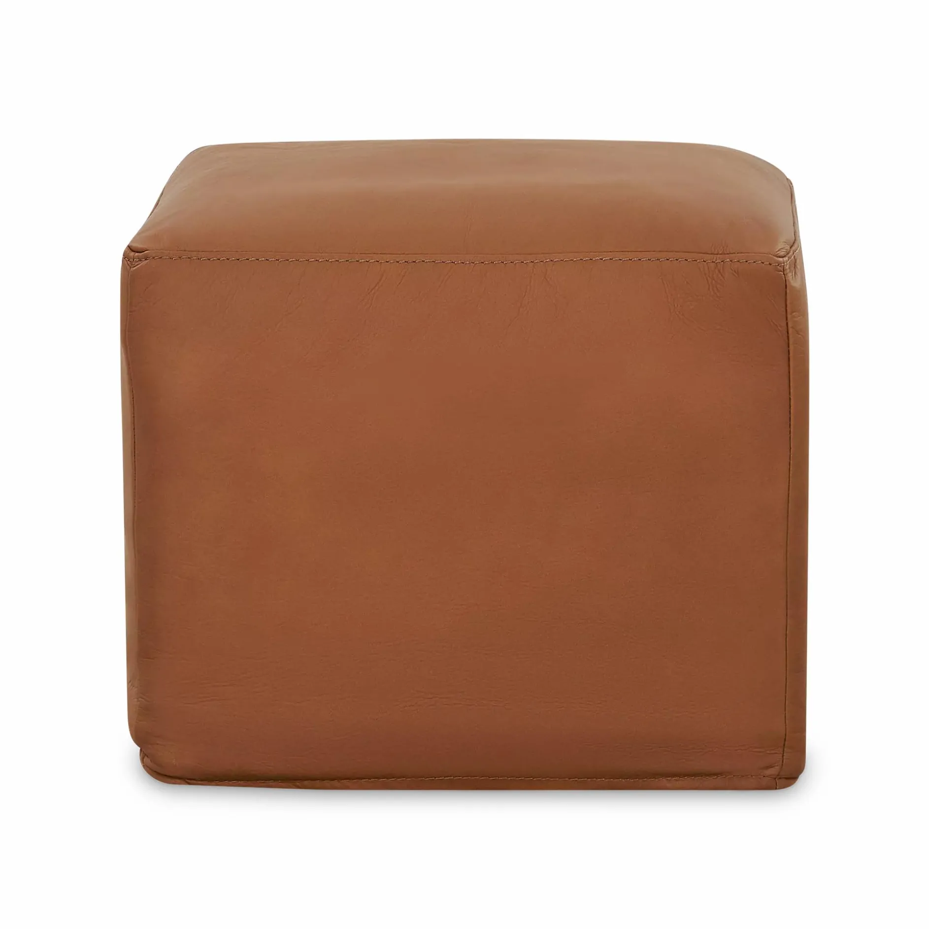 Praline - Square Pouf in Leather by Furninova