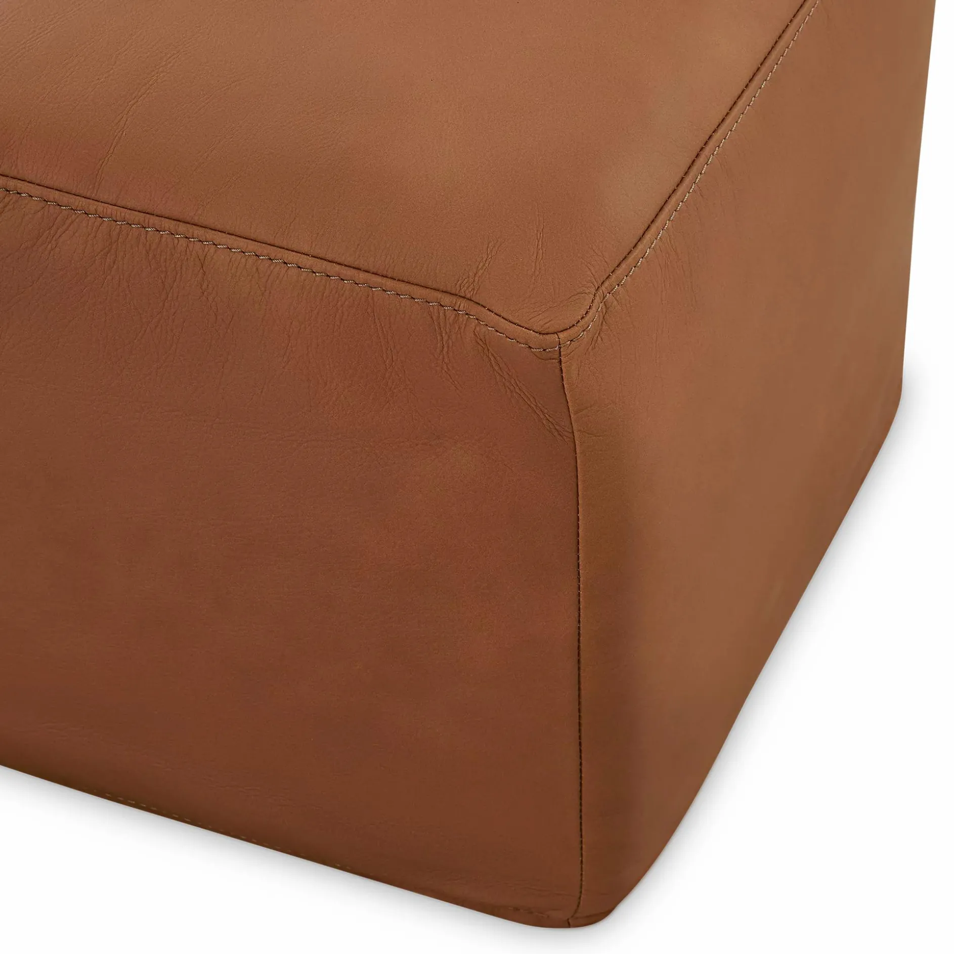 Praline - Square Pouf in Leather by Furninova