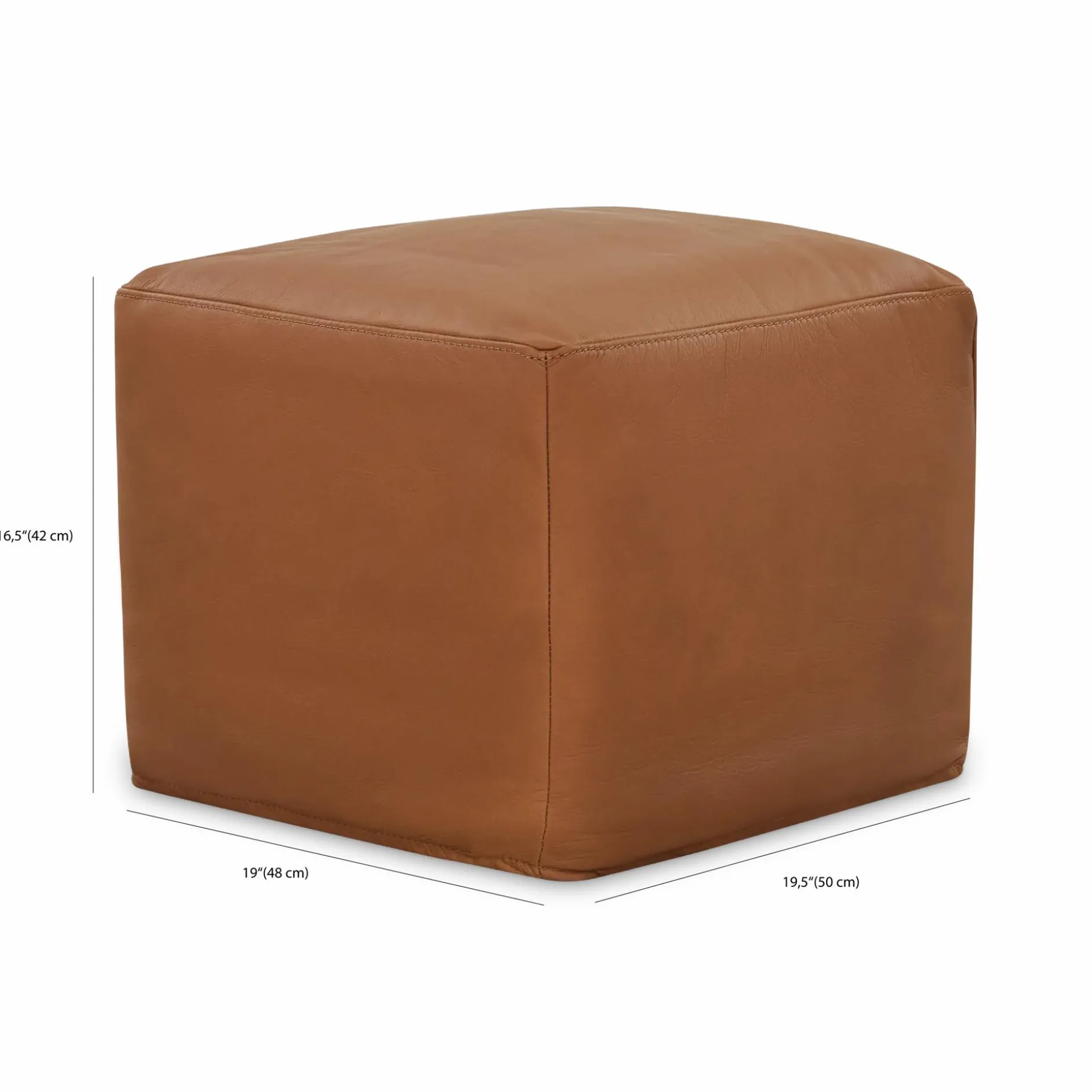 Praline - Square Pouf in Leather by Furninova
