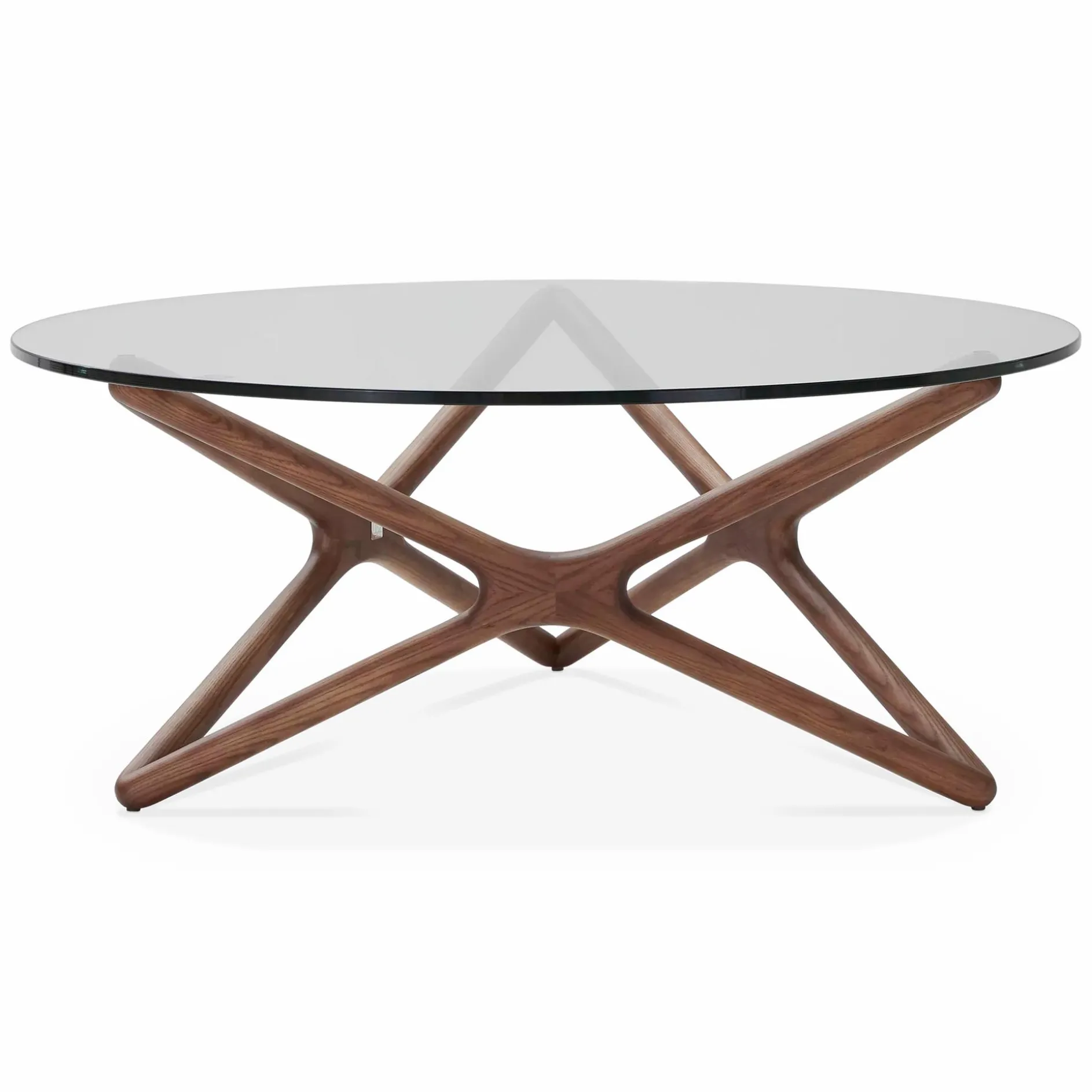 Quasar - Round Coffee Table in Glass and Walnut