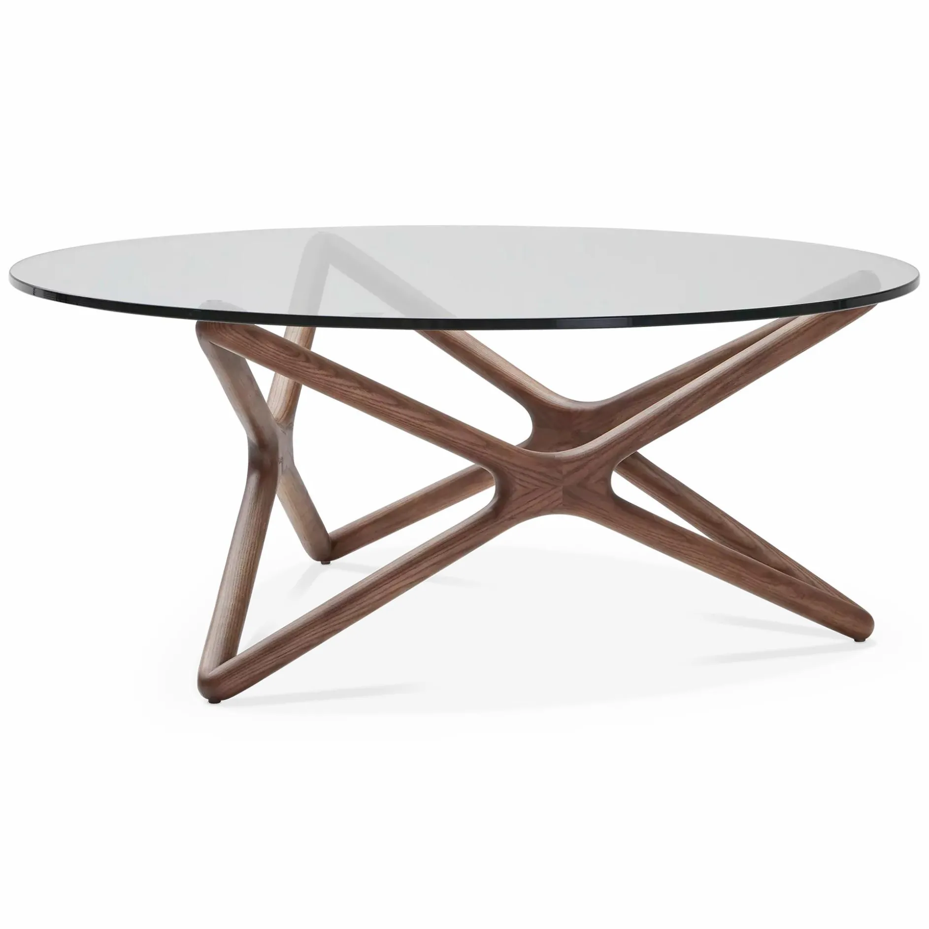 Quasar - Round Coffee Table in Glass and Walnut