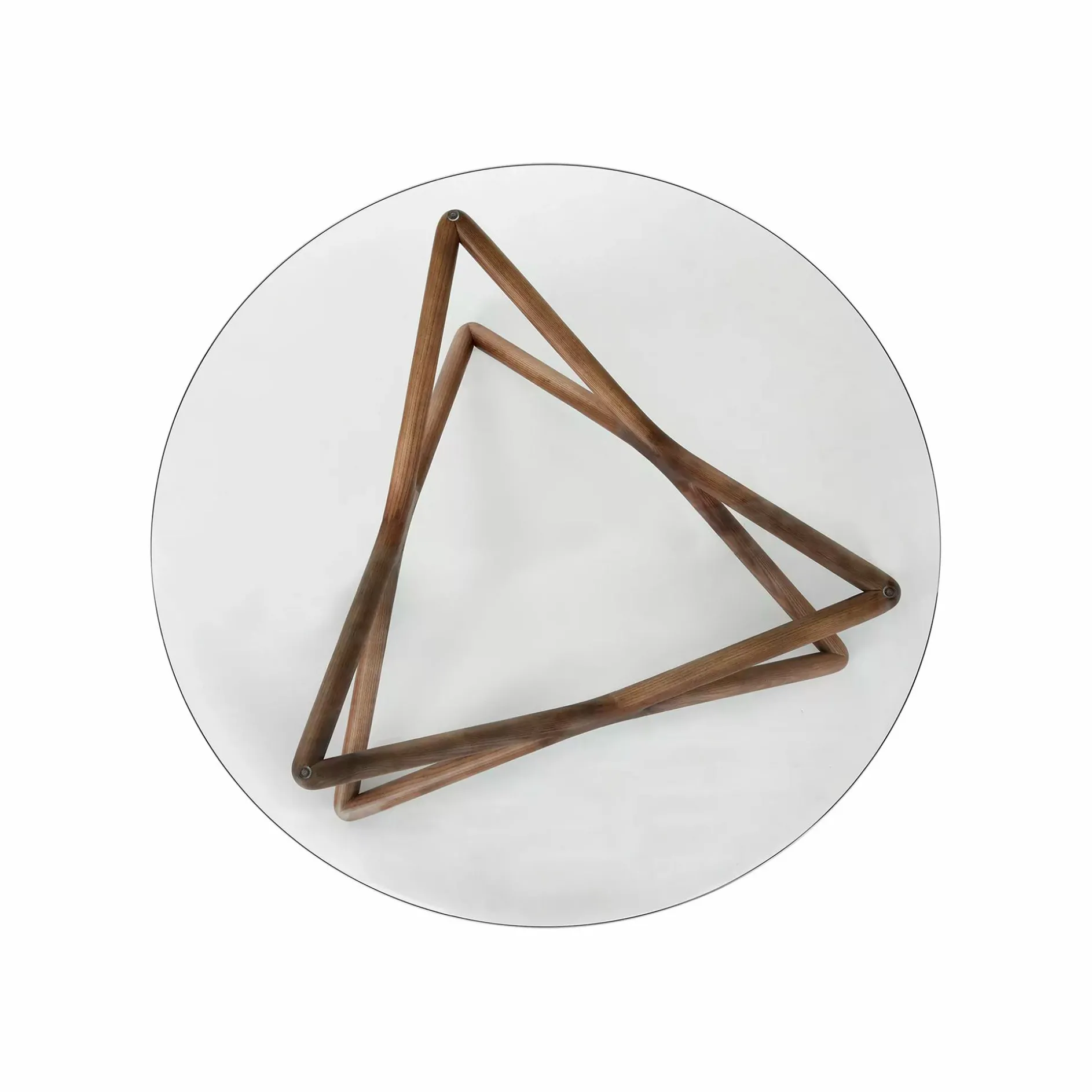 Quasar - Round Coffee Table in Glass and Walnut