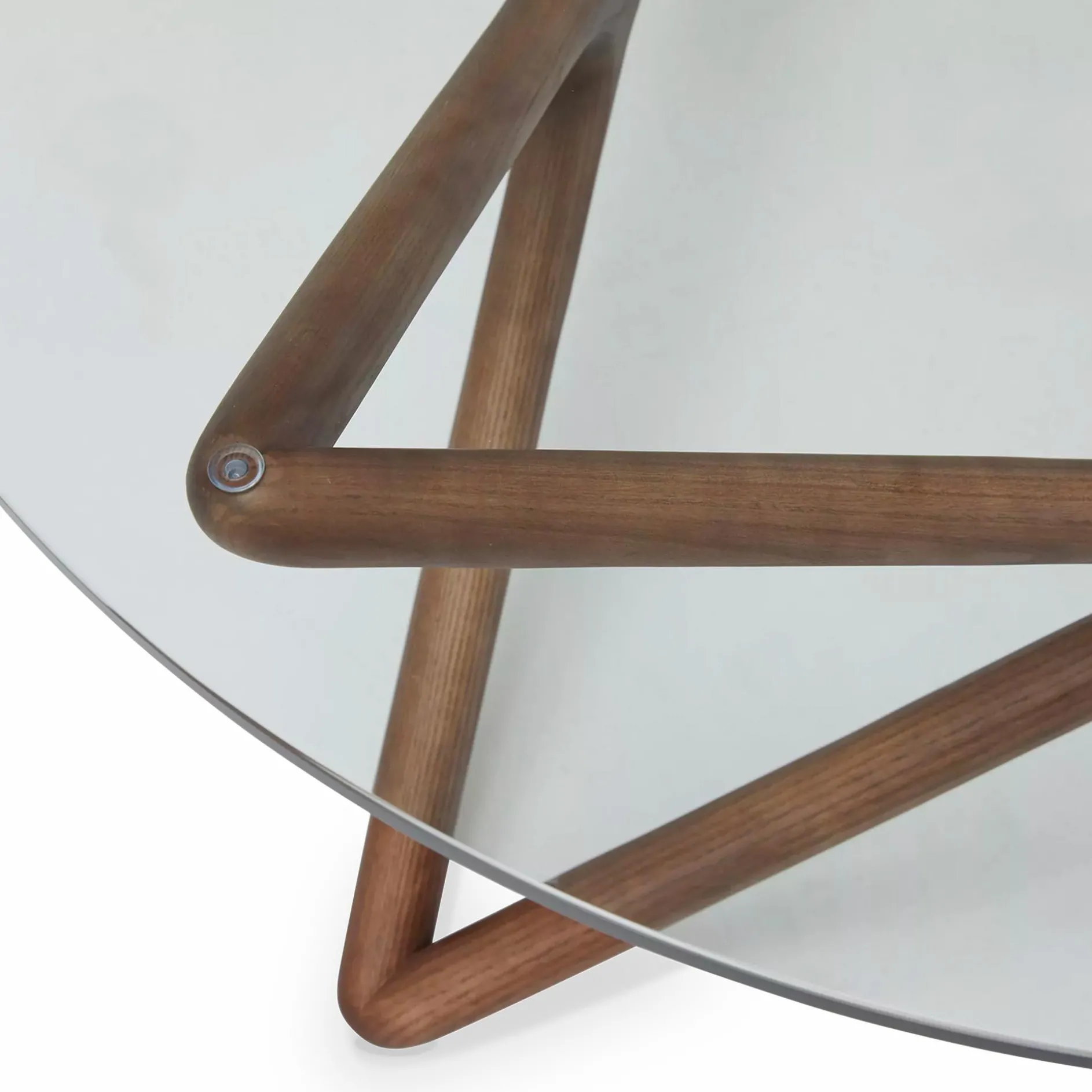 Quasar - Round Coffee Table in Glass and Walnut