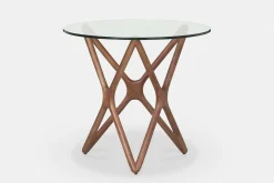 Quasar - Round Side Table in Glass and Wood