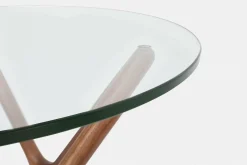 Quasar - Round Side Table in Glass and Wood