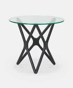 Quasar - Round Side Table in Glass and Wood